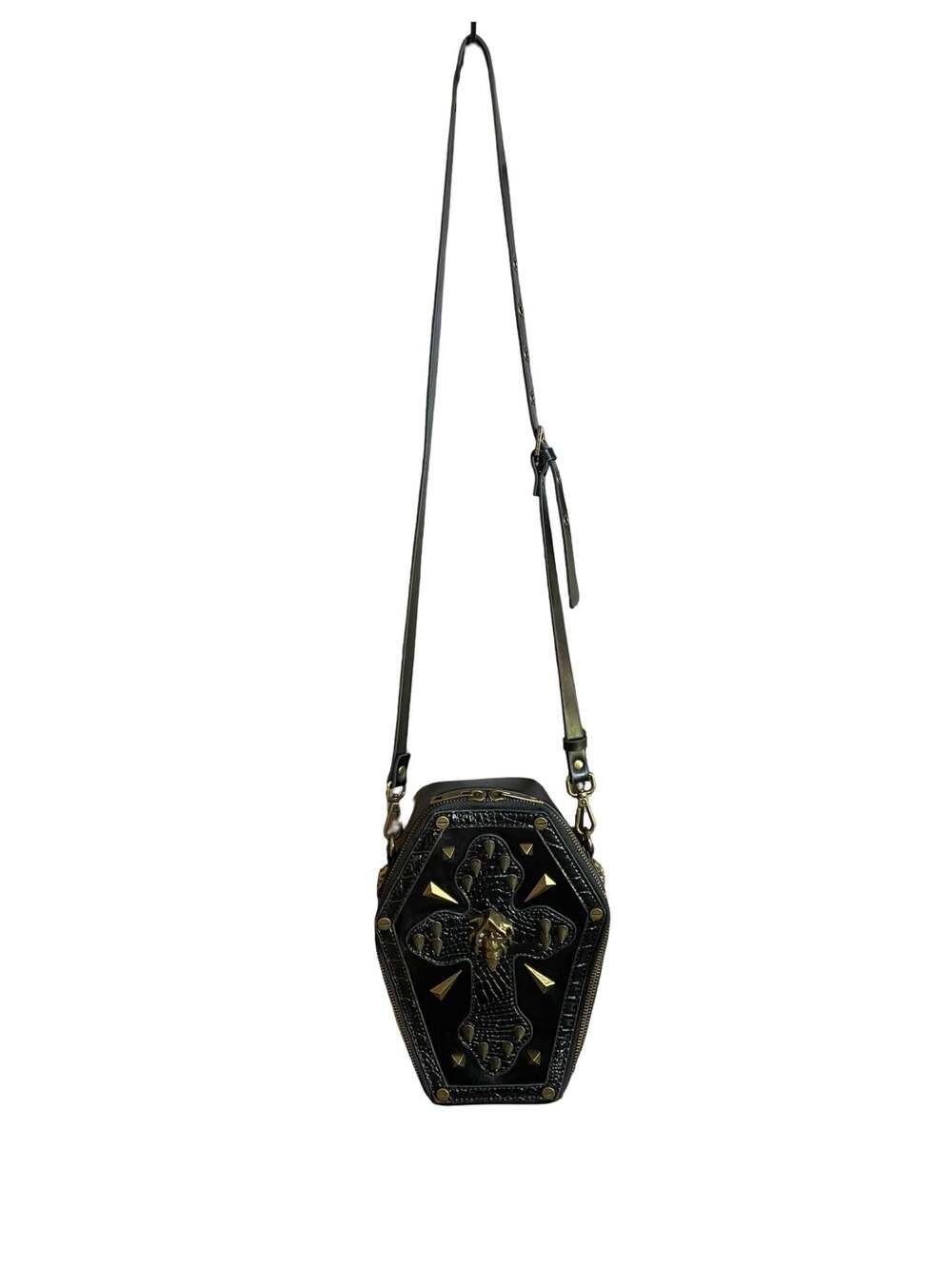 Gilded Reaper Coffin Crossbody Bag Gothic Punk Skull Satchel